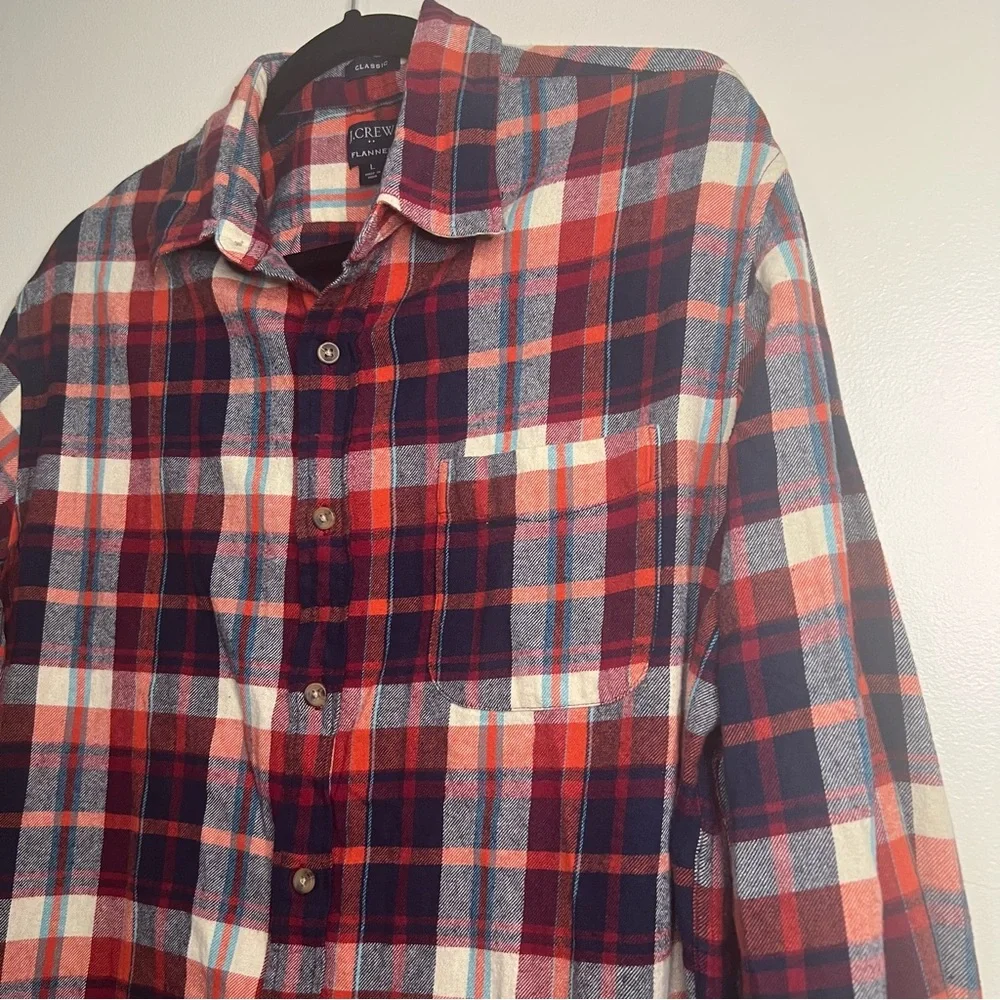 J. Crew Men's Flannel‎ Shirt Bundle - 2 Classic Fit Plaid Shirts Size Large